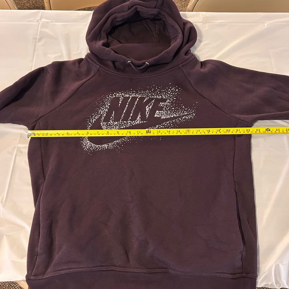 NIKE Womens LG Long Sleeve Hoodie Pullover Purple Silver Accents Funnel Neck - Picture 7 of 11